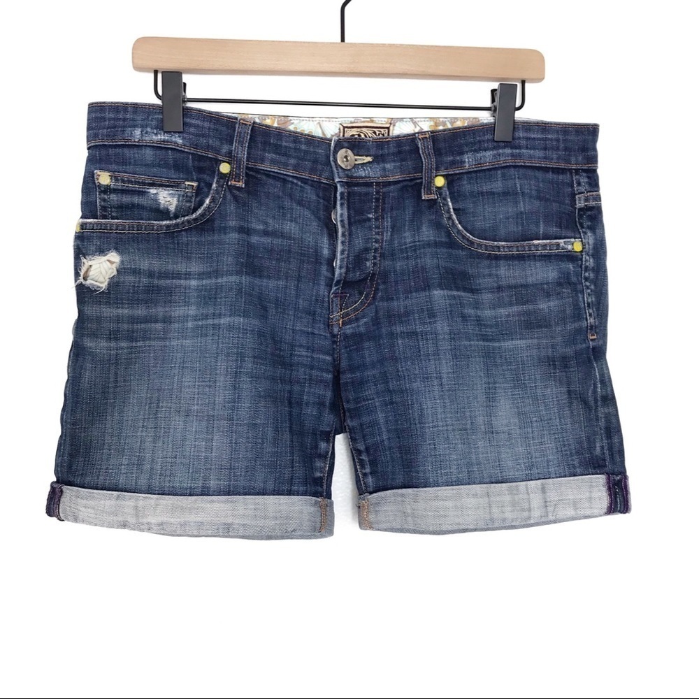 RICH & SKINNY Distressed Roll Hem Denim Twilight Vintage Shorts 28